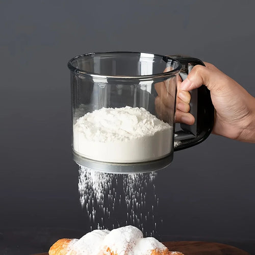 BowLift | Bakina Flour Sieve semi-automatic | Double sieve with squeeze handle | Fine mesh for baking & powdered sugar | Set of 2