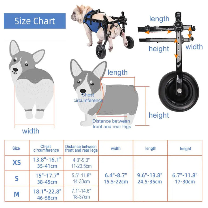 BowLift | Vetalino Dog Wheelchair for Small Dogs | Adjustable Rehab Cart | Lightweight & Stable | Mobility Aid for Walking Problems