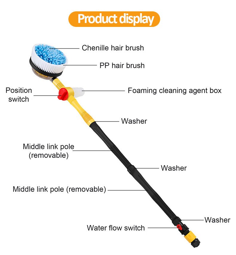 BowLift | TurboBrush 360 Car Wash Brush – Rotating Brush with Soap Dispenser & Extension Pole