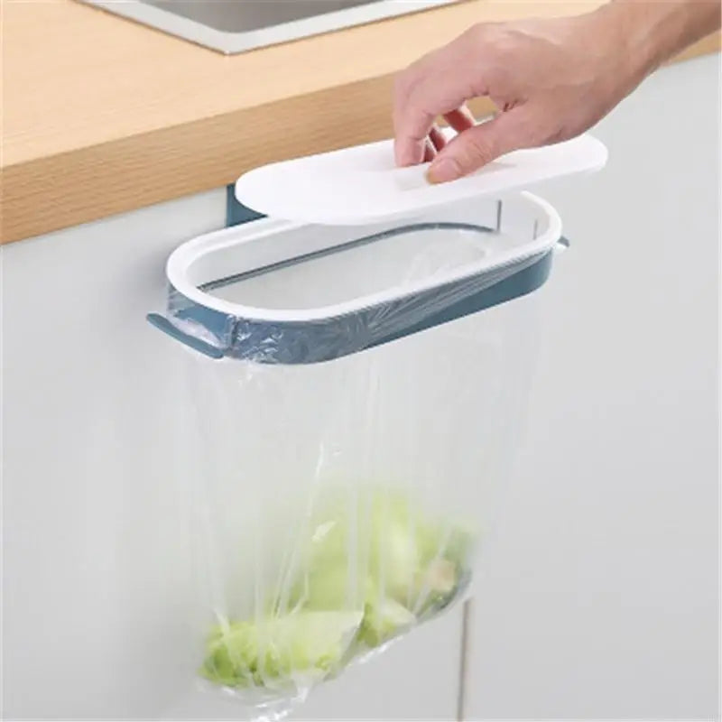 BowLift | Trash Bag Holder Cleanuvo ClipBin | With Lid & Ring Holder | For Hanging on Cabinet Doors | Reusable & Washable