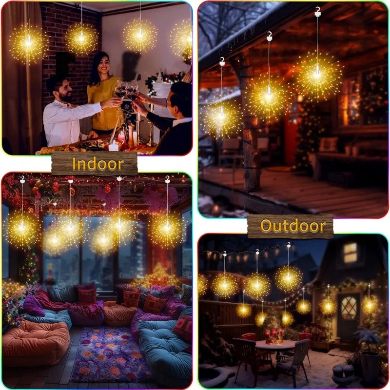 BowLift | Lunaris Solar Fireworks Fairy Lights | 5×90 LEDs | 8 Modes & Remote Control | IP65 Waterproof | Garden, Terrace & Christmas