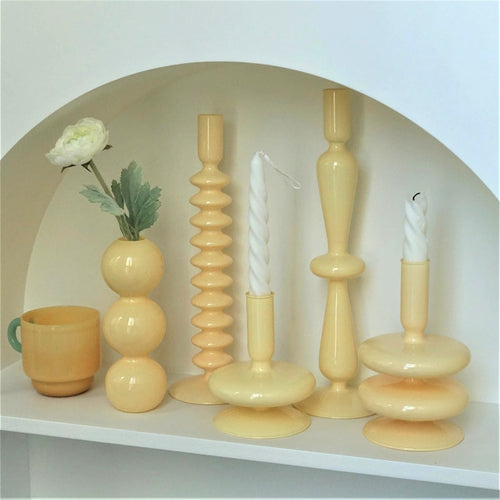 Ivory Glass Candleholder | Bowlift