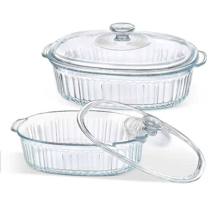 BowLift | 4-piece Glass Bakeware Set with 2 Bakeware Dishes with Glass Lids, 1.9 Qt and 3 Qt