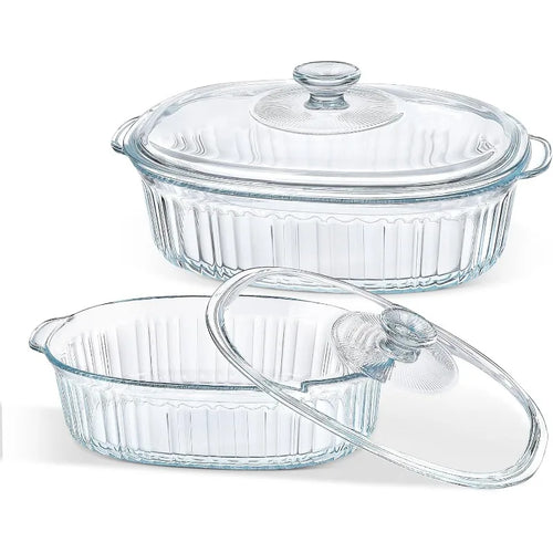 BowLift | 4-piece Glass Bakeware Set with 2 Bakeware Dishes with Glass Lids, 1.9 Qt and 3 Qt