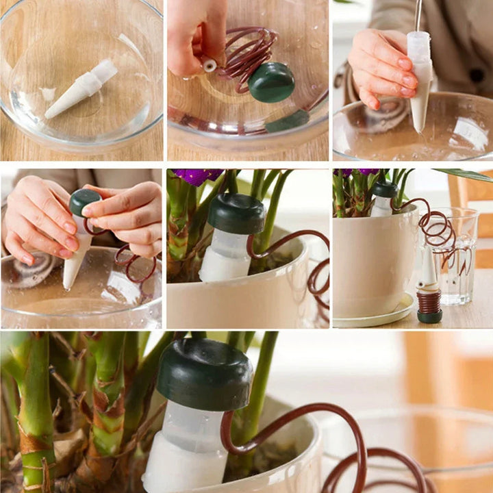 BowLift | AquaTerris Plant Irrigation System | 8-Piece Set | Self-Watering Ceramic Spikes | Automatic & For Indoor Use