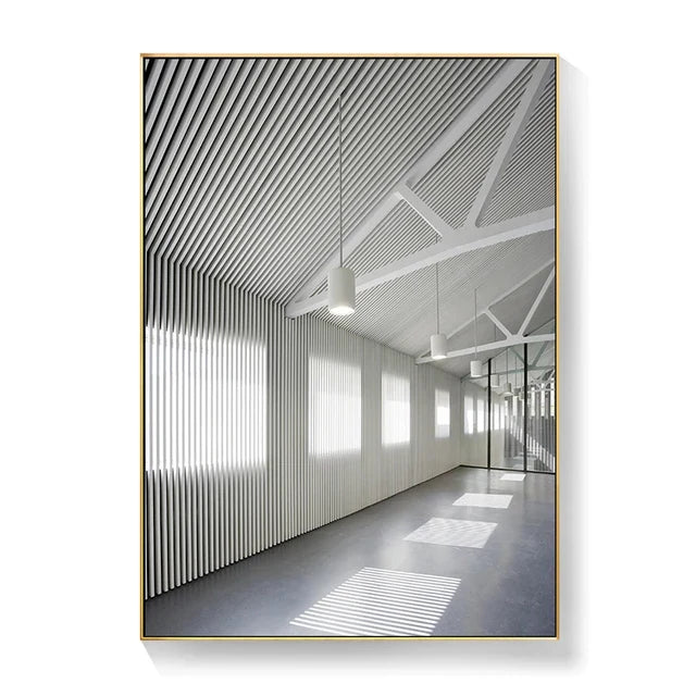 Black White Architectural Interiors Wall Art Fine Art Canvas Prints Print Pictures For Modern Loft Living Room Home Office Decor | Bowlift