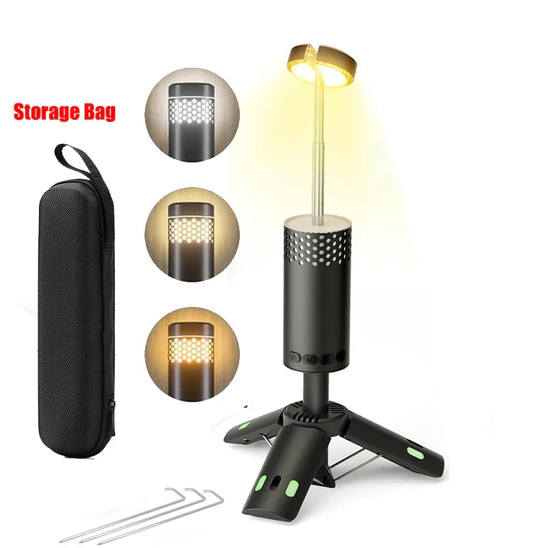 BowLift | LumaPeak Camping Lamp | 10,000 mAh Battery | Telescopic Design & Tripod | Dimmable with SOS Function | Outdoor & Emergency Lamp