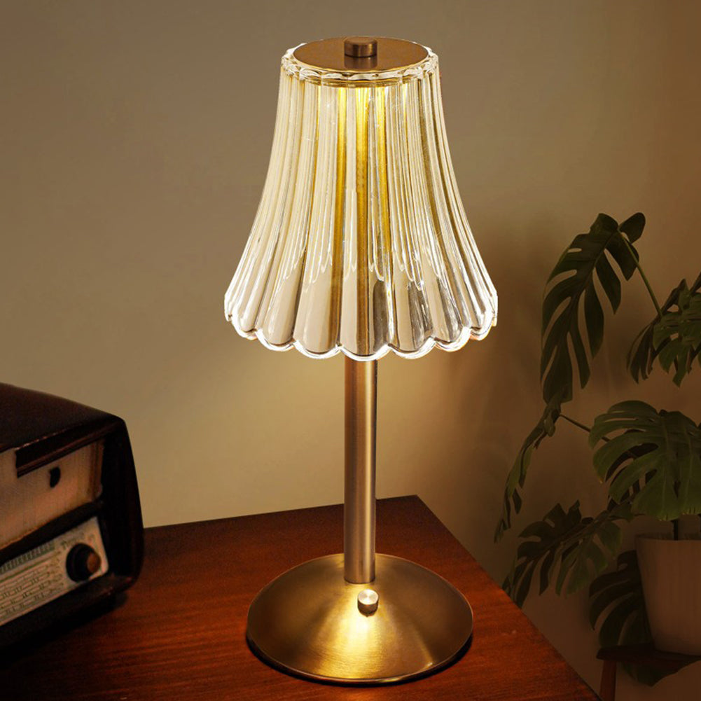 BowLift | Crystal table lamp with warm light and built-in battery