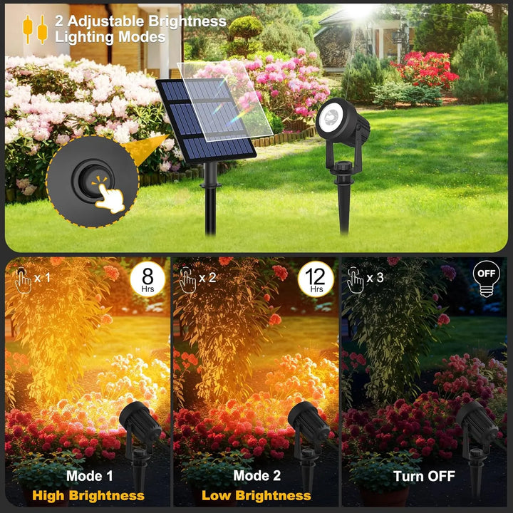 BowLift | Solar Garden Spotlight LumiGlow DuoColor | 3000K/6000K Warm & Cool White | IP65 Waterproof | Automatic Dusk Sensor