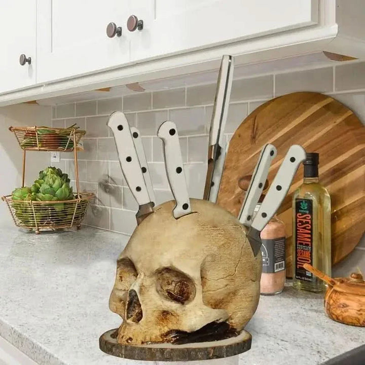 BowLift | Gothic Skull Knife Holder Kitchen Decor Rack