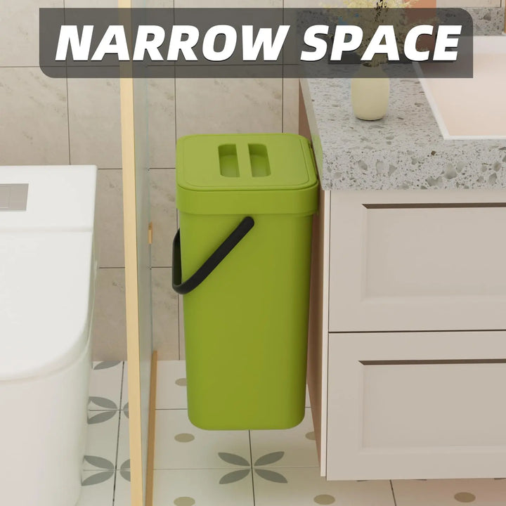BowLift | Binova Mini Trash Can | With Lid | Hanging & Wall Mounted | Compact & Odor Blocking | For Kitchen, Bathroom & Office