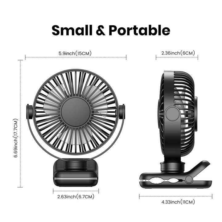 BowLift | USB Clip-On Desk Fan with Quiet Brushless Motor and Strong Clamp – Portable Mini Personal Cooling Fan