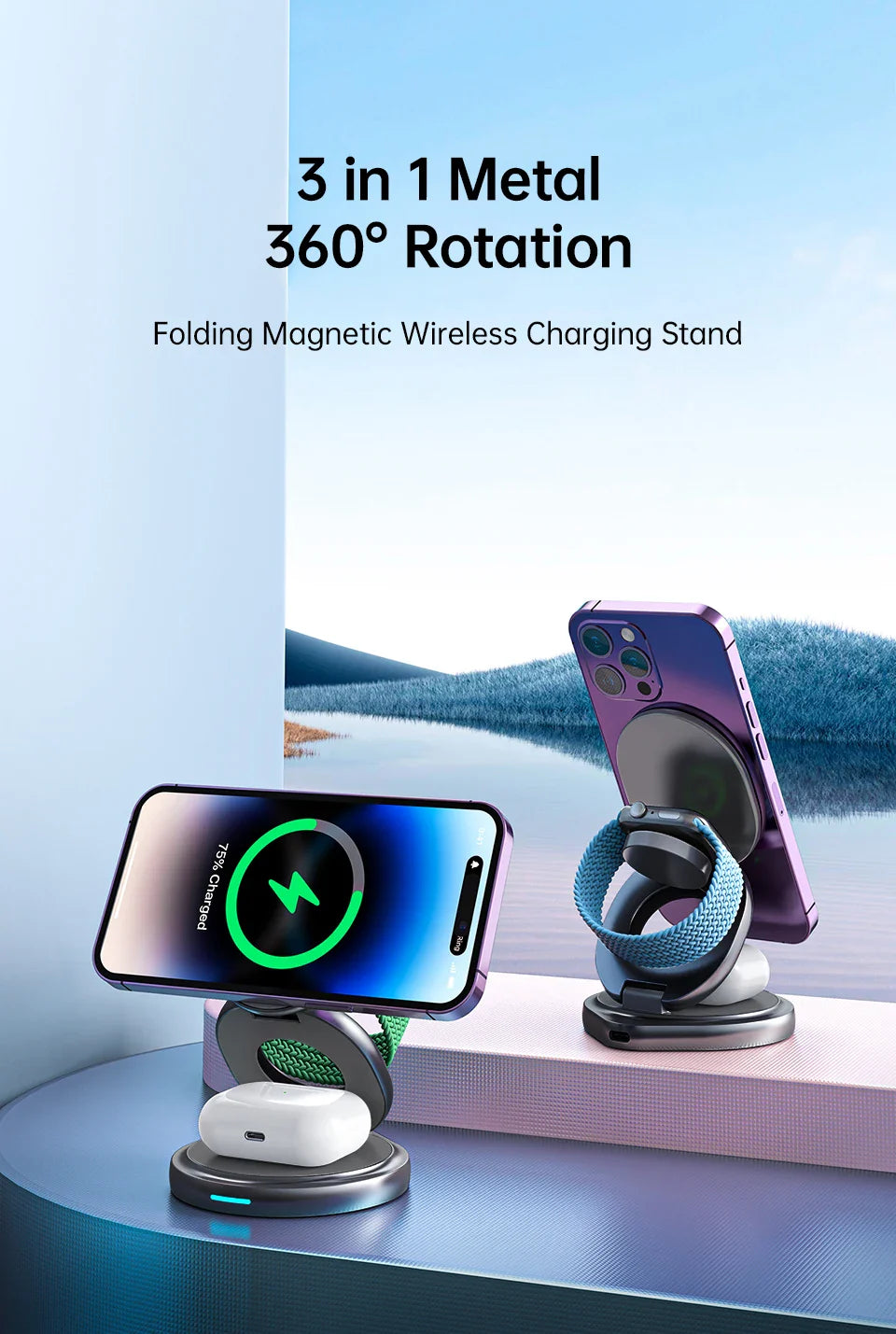 BowLift | 3 in 1 Foldable Magnetic Wireless Charger