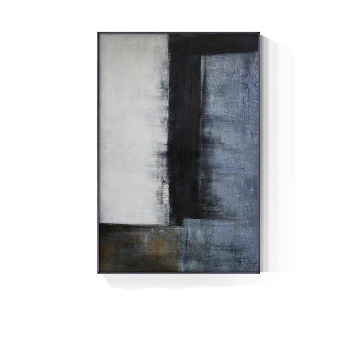 Blue Grey Industrial Abstract Wall Art Fine Art Canvas Prints Modern Art For Contemporary Living Room Dining Room Home Office Foyer Art Decor | Bowlift