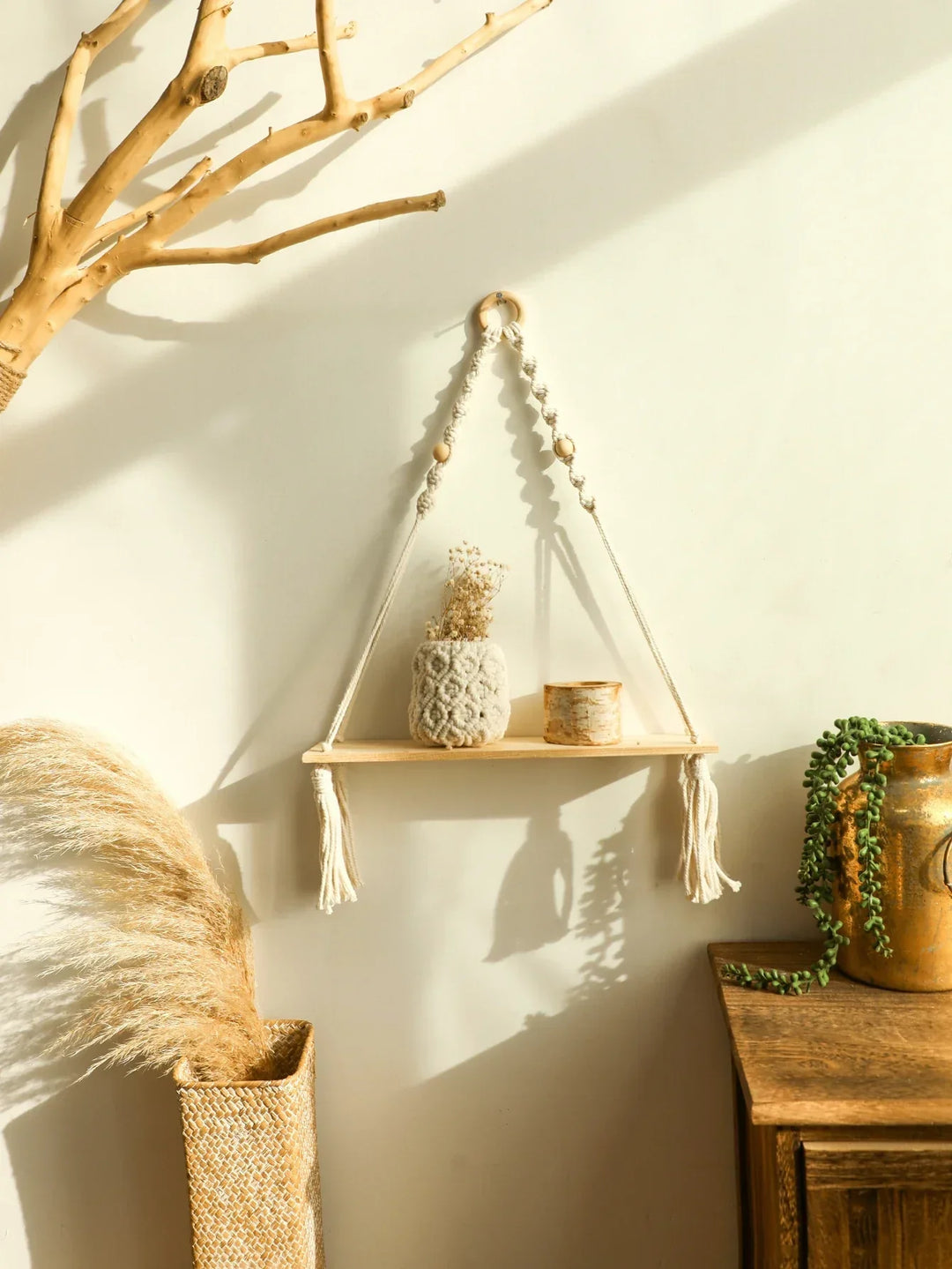 BowLift | Wall shelf – Wood – Hanging shelves – Boho home decoration – Room decoration