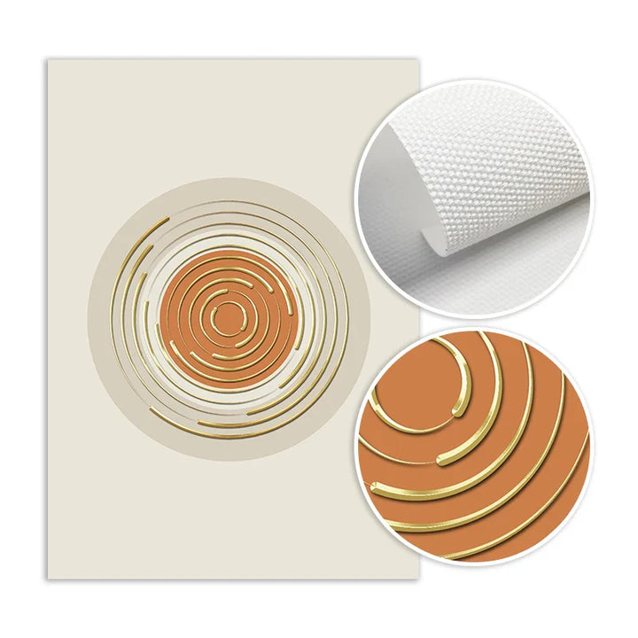 Abstract Geometric Taupe Terracotta Landscape Sun Moon Wall Art Fine Art Canvas Prints Pictures For Living Room Bedroom Art Decor | Bowlift