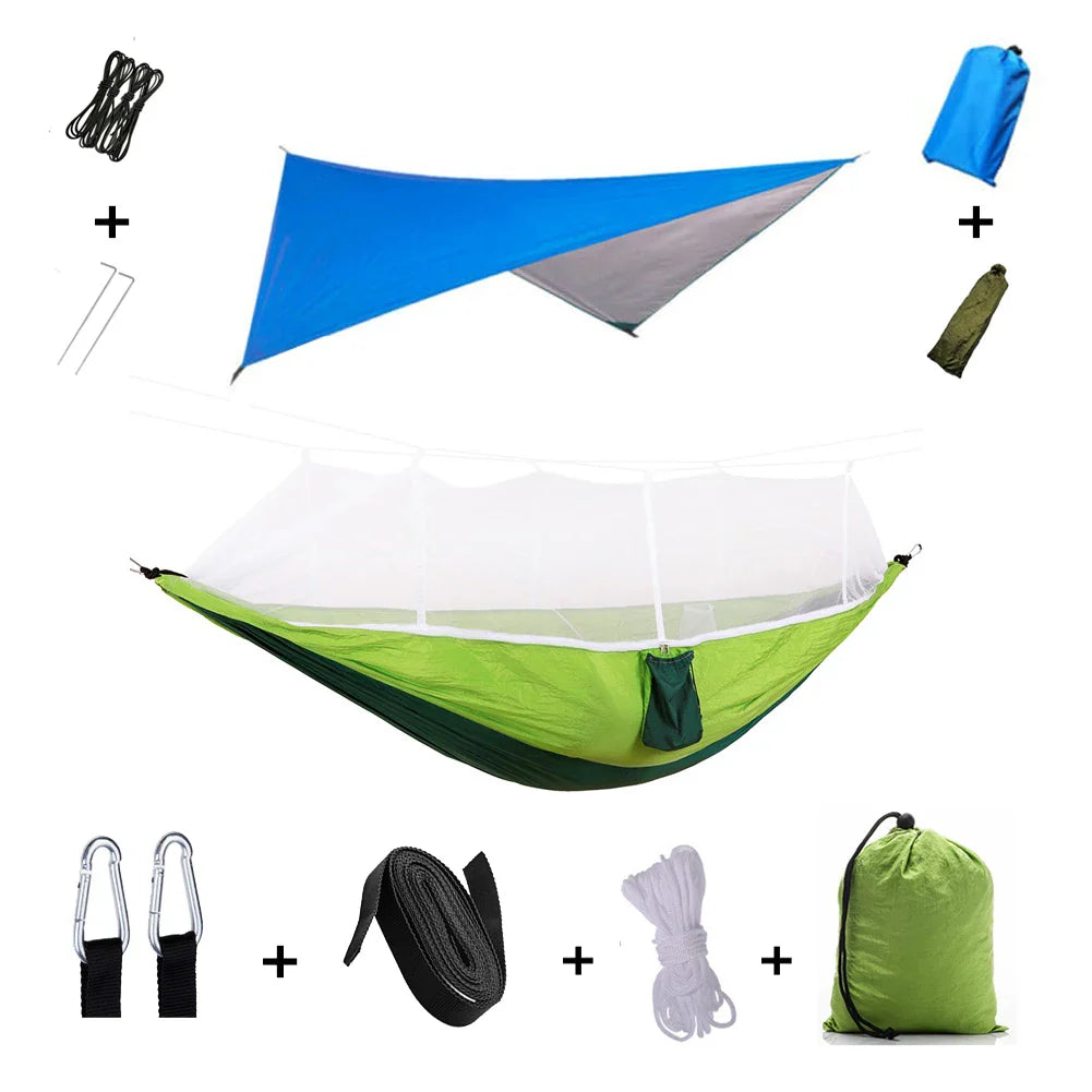 BowLift | Trek Viva Camping Hammock | Integrated Mosquito Net & Rain Cover | Ultralight & Tear Resistant | 3-in-1 Outdoor Solution