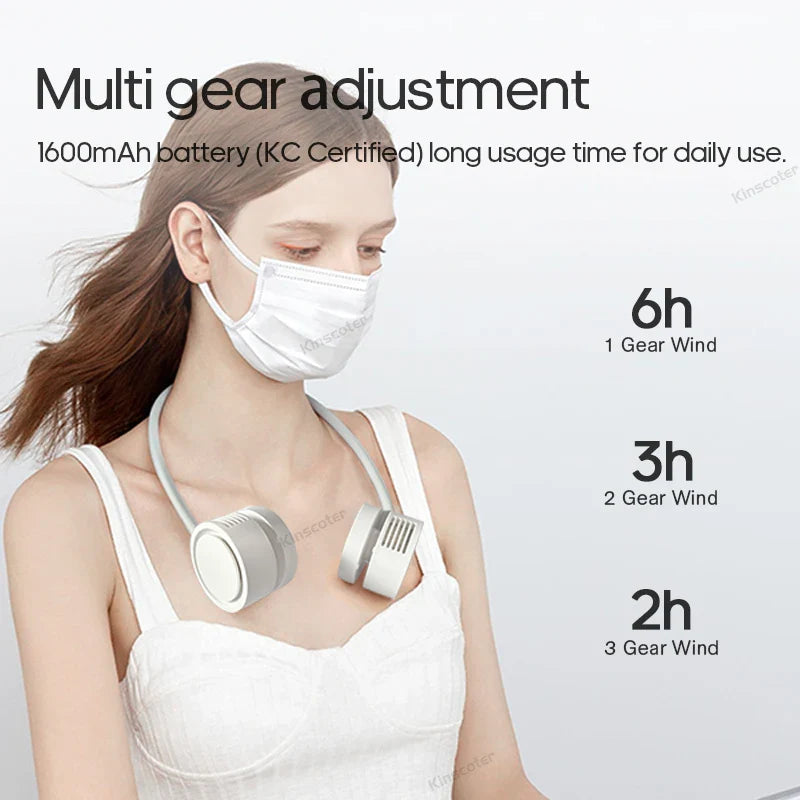 BowLift | NeckBreeze Neck Fan Bladeless | Portable & Rechargeable | 3-Stage Cooling | Quiet & Compact