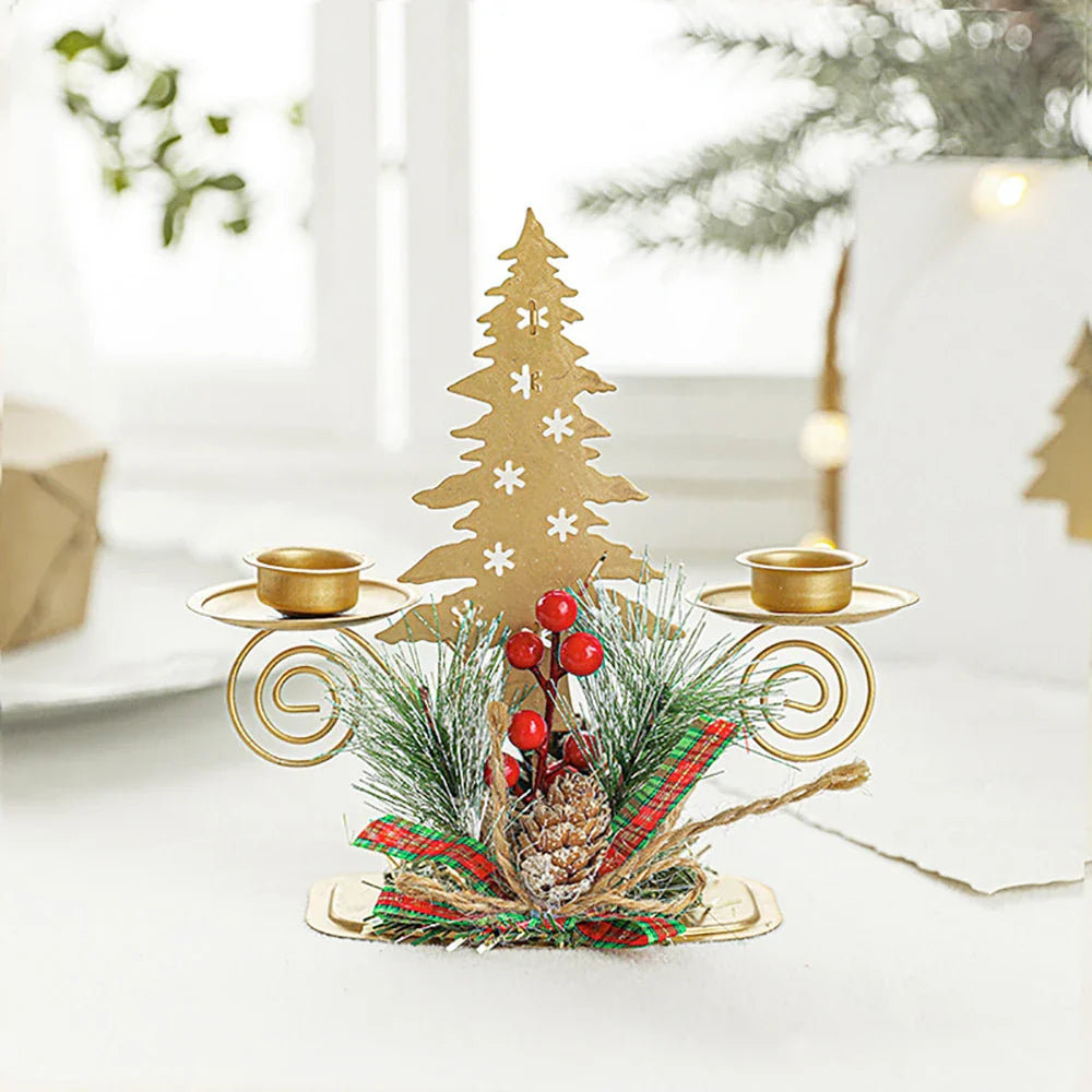BowLift | Candle Holder LumiNoel | Golden Christmas Candle Holder Made of Iron | Snowflake, Star, Tree & Reindeer | Table Decoration for Christmas & New Year