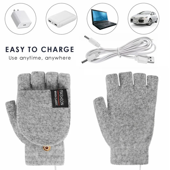 BowLift | ThermoLoom USB heating gloves | 3 heat levels | Soft knit material | Unisex one size