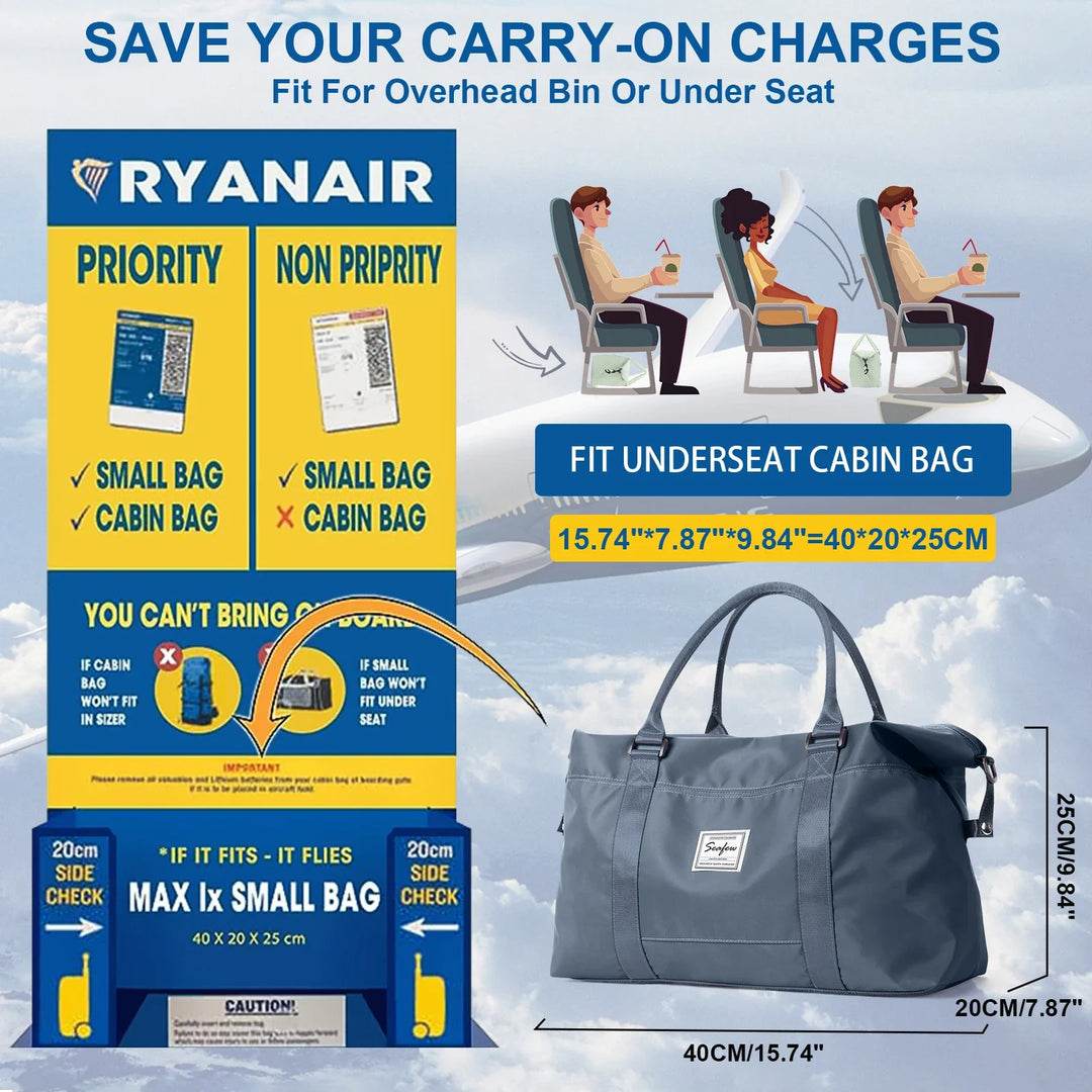 BowLift | Aerovigo Travel Bag Hand Luggage 40x20x25 | Large Capacity | Weekend Bag for Short Trips | Flight Compliant Cabin Bag