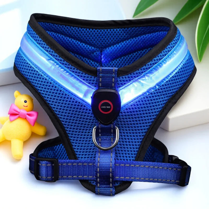 LED Dog Harness USB rechargeable & adjustable Bowlift