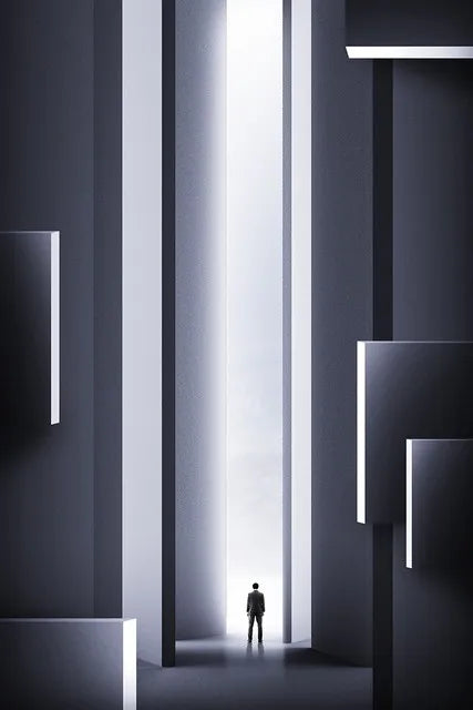 Modern Geometric Architectural Landscapes Wall Art Fine Art Canvas Prints Pictures For Studio Home Office Foyer Inspirational Art Decor | Bowlift