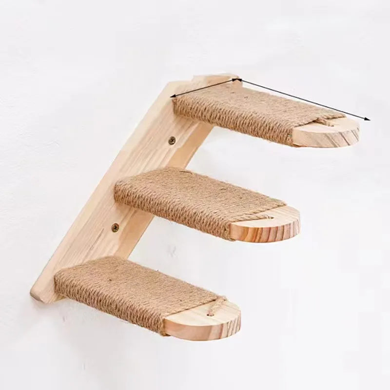 Cat climbing ladder for wall mounting made of wood with sisal Bowlift