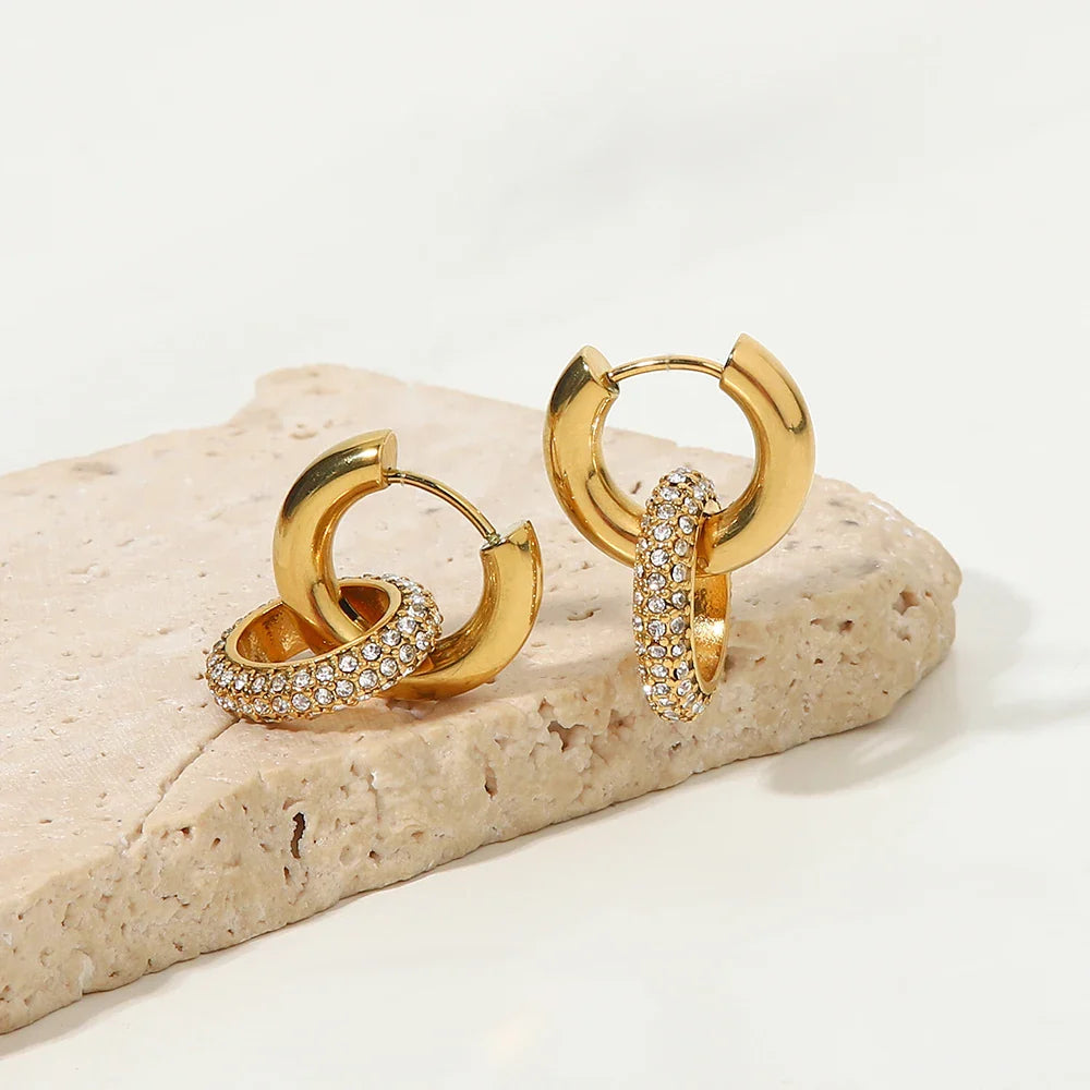 BowLift | 18k Dainty Huggie Diamond Dangle Earrings