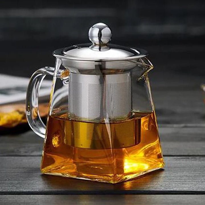 BowLift | Teavora Glass Teapot with Stainless Steel Infuser | Heat Resistant & Dishwasher Safe | For Loose Tea & Tea Flowers | 550/750/950 ml