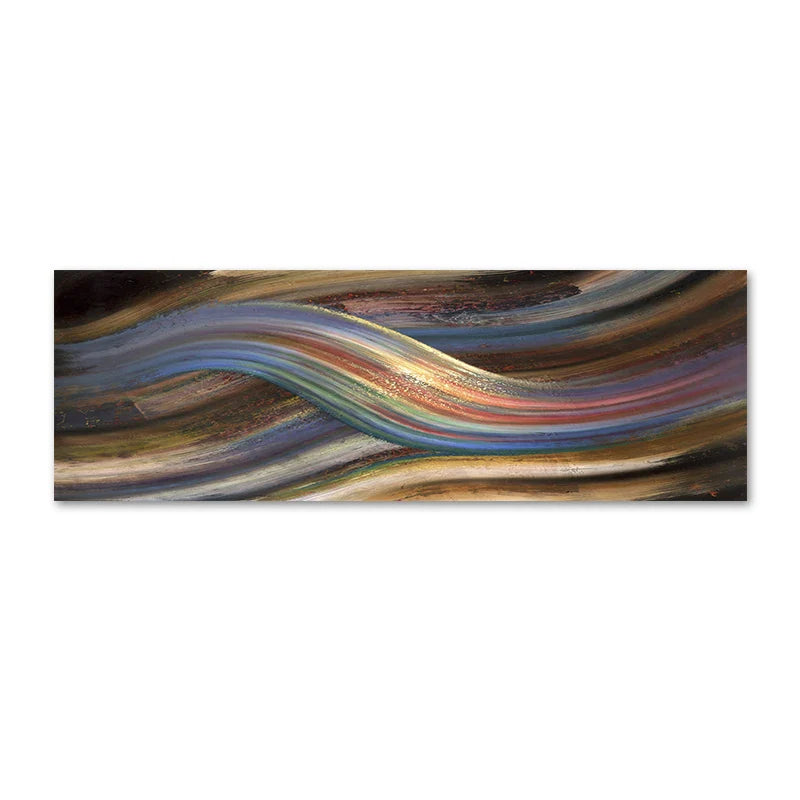 Flowing Rainbow Abstract Wall Art Fine Art Canvas Print Wide Format Modern Colors Pictures For Above The Bed or Above The Living Room Sofa | Bowlift