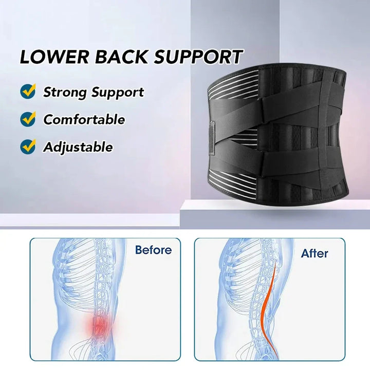 BowLift | Back Support Belt OrthoFlexa | 360° Lumbar Support with Memory Aluminum & Steel Springs | Breathable & Invisible under Clothing