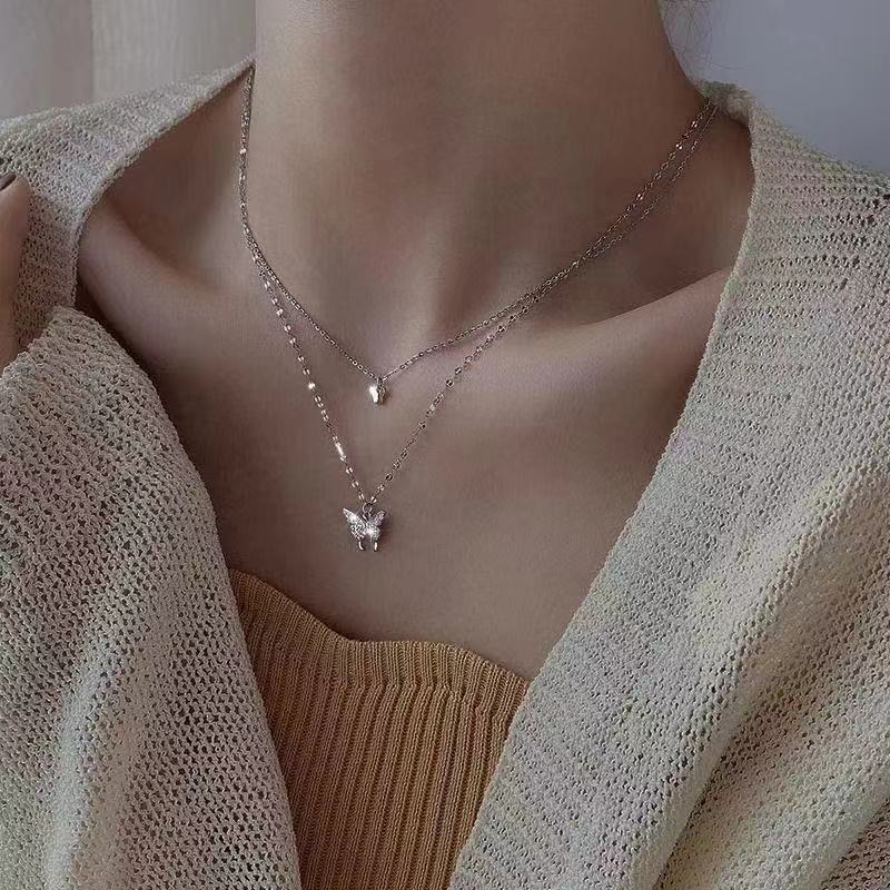 BowLift | Dreamy Wings Silver Double Layer Necklace