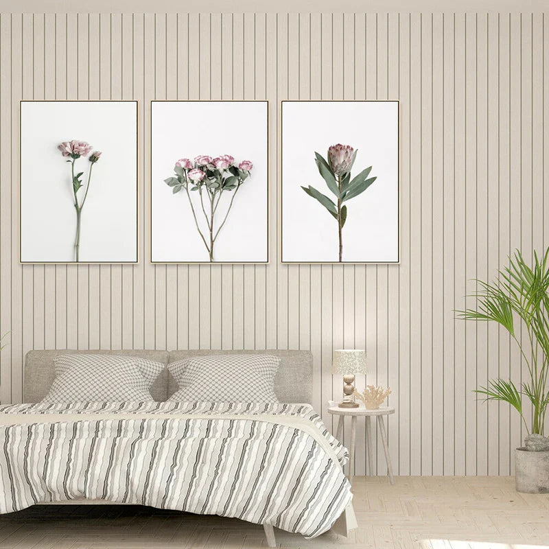 Minimalist Pink Floral Botanical Wall Art Fine Art Canvas Prints Posters Elegant Pictures For Nordic Living Room Dining Room Bedroom Art Decor | Bowlift