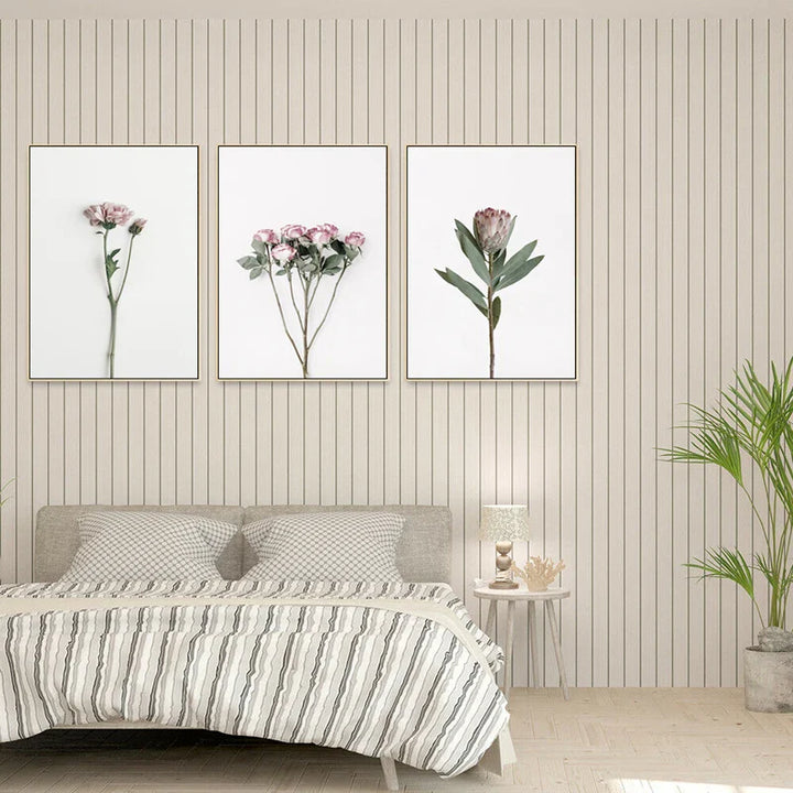Minimalist Pink Floral Botanical Wall Art Fine Art Canvas Prints Posters Elegant Pictures For Nordic Living Room Dining Room Bedroom Art Decor | Bowlift