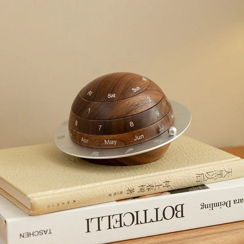 Cosmic Cycle Minimalist Rotating Wooden Calendar | Bowlift