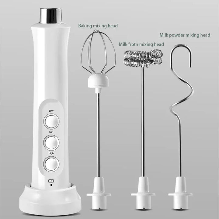 BowLift | 3 In 1 Electric Milk Frother Rechargeable Milk Foam Maker Handheld Frother High Speed Milk Frother Drink Mixer Coffee