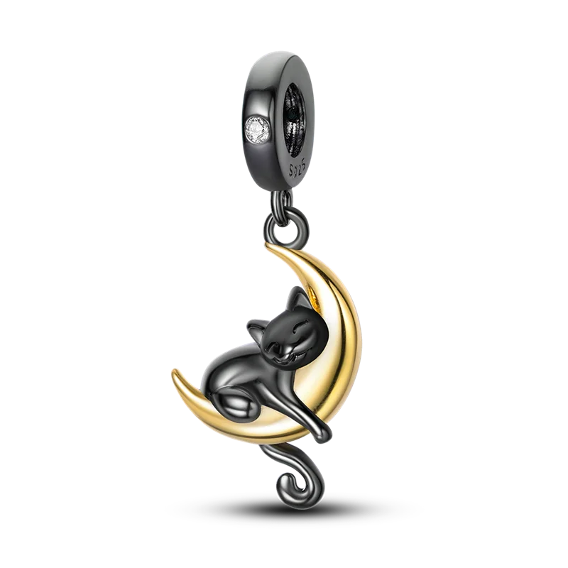 BowLift | 925 Silver Golden Leopard Charms Beads Colorful Chameleon Rhinoceros Lion Scarab Cat Pendant Compatible with Original Pandora Bracelet Jewelry