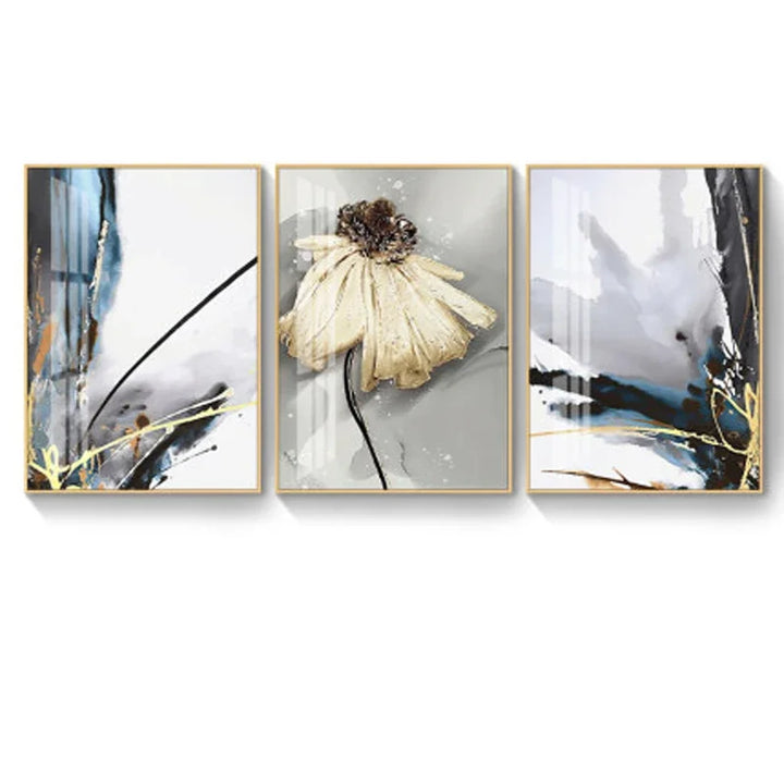 Modern Abstract Floral Wall Art Fine Art Canvas Prints Blue Gray Botanical Pictures For Living Room Bedroom Wall Art Decor | Bowlift