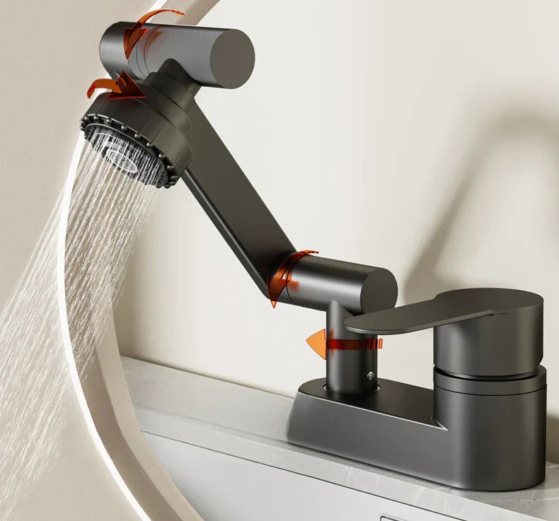 Aqua Twist Duo-Flex Basin Mixer – 360° swiveling two-hole faucet for hot and cold water Bowlift