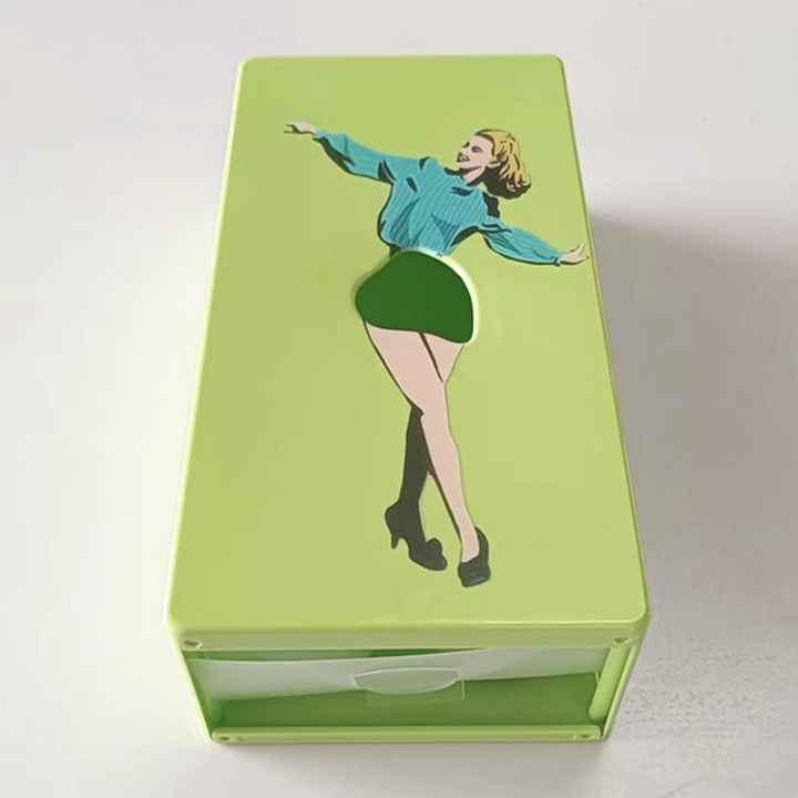BowLift | Retro Rectangular Facial Tissue Box Case for Vanity, Countertop, or Nightstand