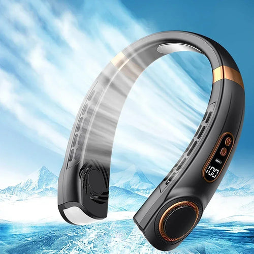 2025 Mini Hanging Neck Fan – Portable Bladeless Rechargeable Air Cooler with Digital Display, Personal Neck Ventilator | Bowlift