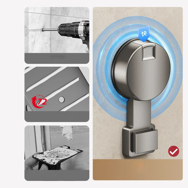 Hoekora Bathroom Organizer with Suction Cups Without Drilling | Bowlift