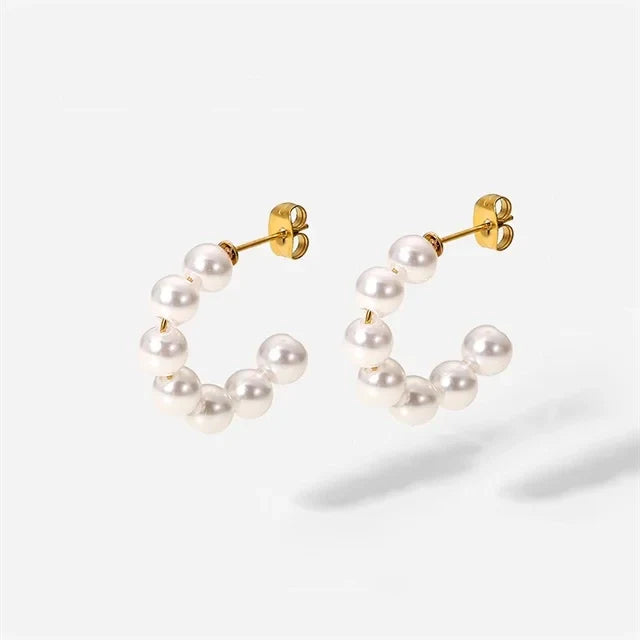 BowLift | Elegant C Hoop Pearl Earrings