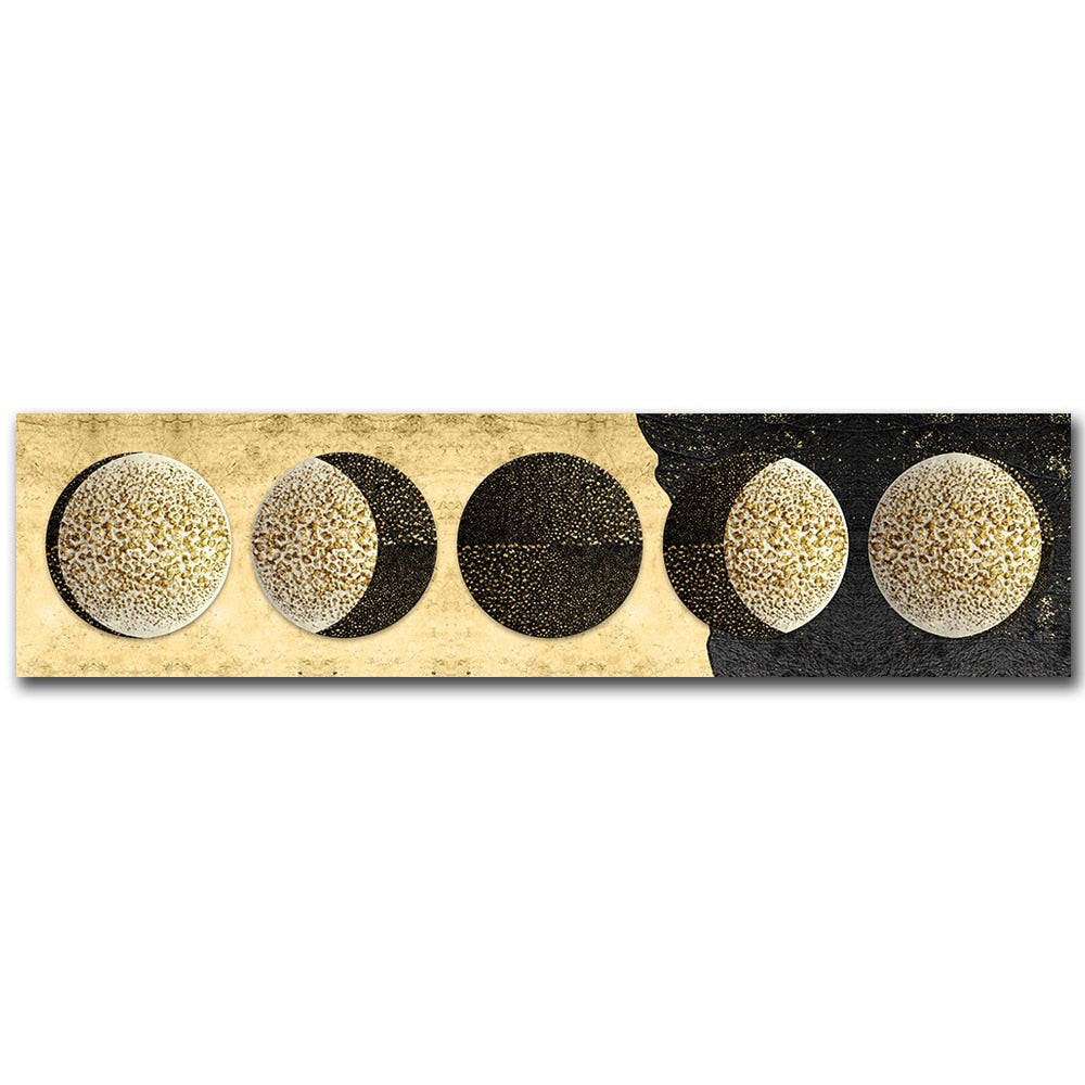 Moon Phases Wide Format Black White Wall Art Canvas Prints Pictures For Bedroom Above The Bed Living Room Decor | Bowlift