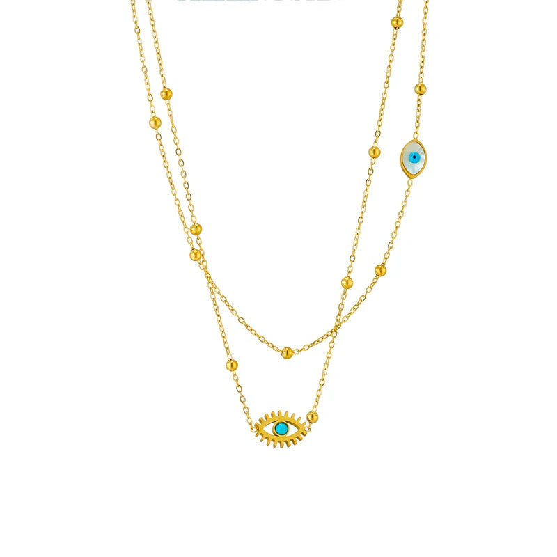 BowLift | Dainty Satellite Chain Evil Eye Necklace Stack