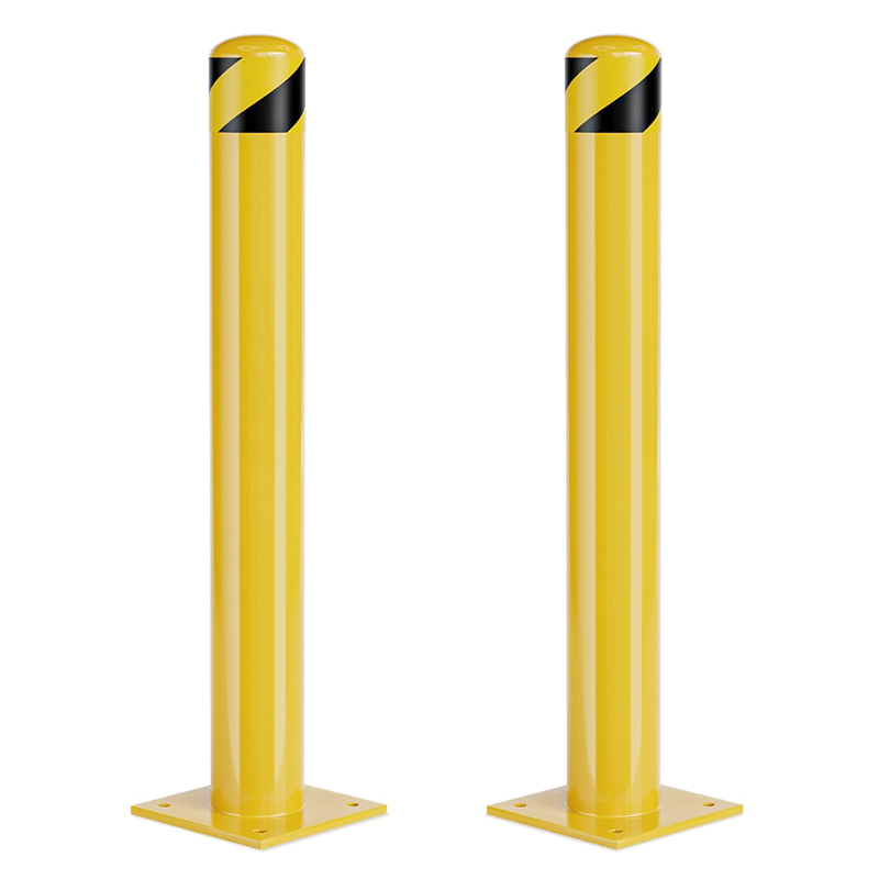 BowLift | 2Pack Safety Bollard Post, 36 Inch Height Steel Bollards, Yellow Powder Coated Safety Parking 4.5 Inch Diameter Parking Bollard