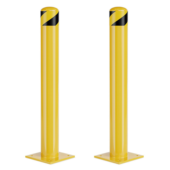 BowLift | 2Pack Safety Bollard Post, 36 Inch Height Steel Bollards, Yellow Powder Coated Safety Parking 4.5 Inch Diameter Parking Bollard