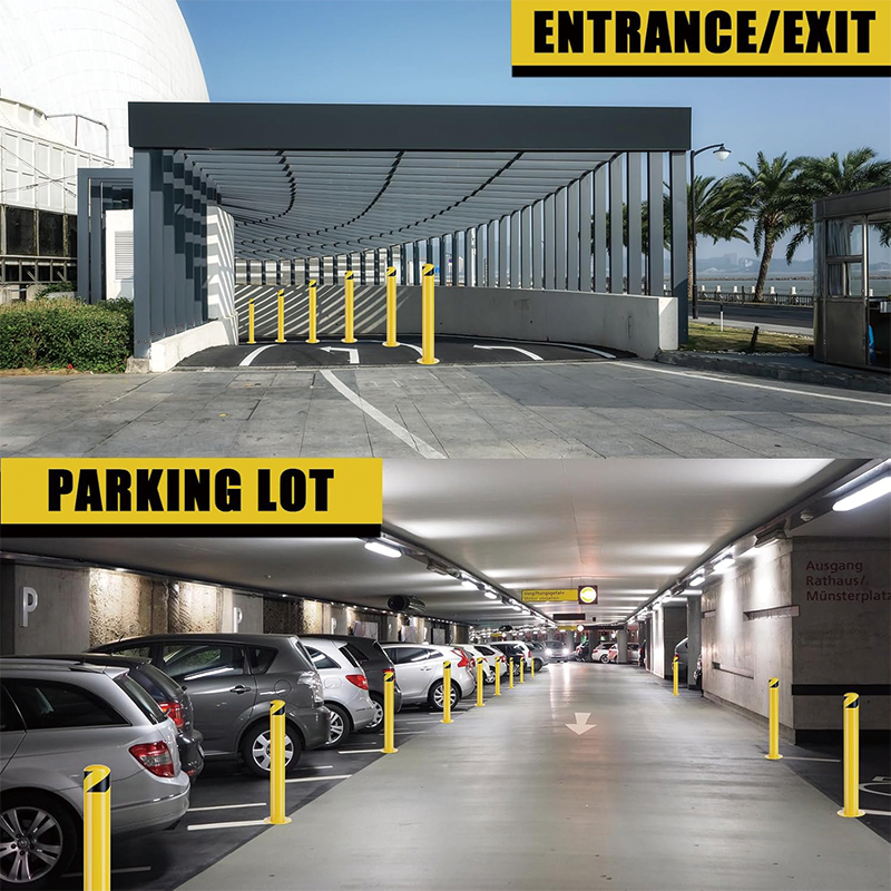 BowLift | 2Pack Safety Bollard Post, 36 Inch Height Steel Bollards, Yellow Powder Coated Safety Parking 4.5 Inch Diameter Parking Bollard