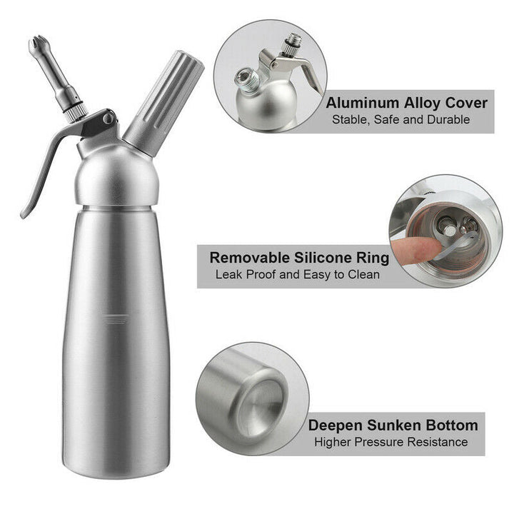 Sahnespender Alu with 3 nozzles 500ml | Bowlift